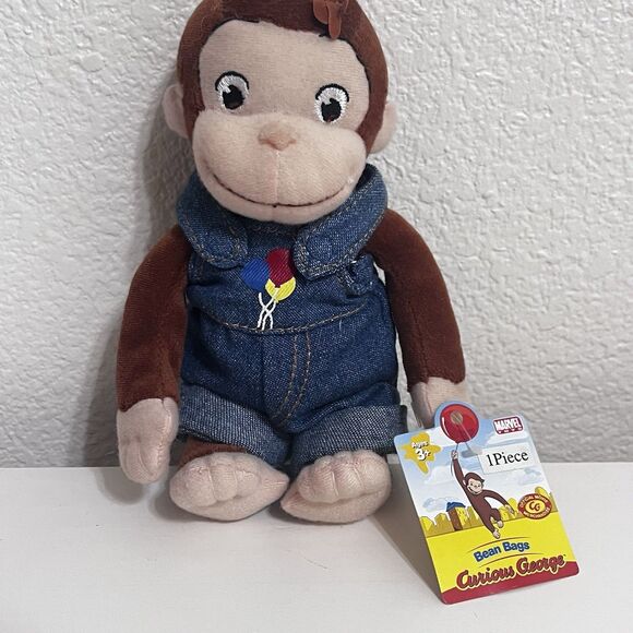 Marvel Toys Bean Bag Curious George in Overalls Plush Stuffed Animal 2005 w/ TAG - Picture 3 of 14